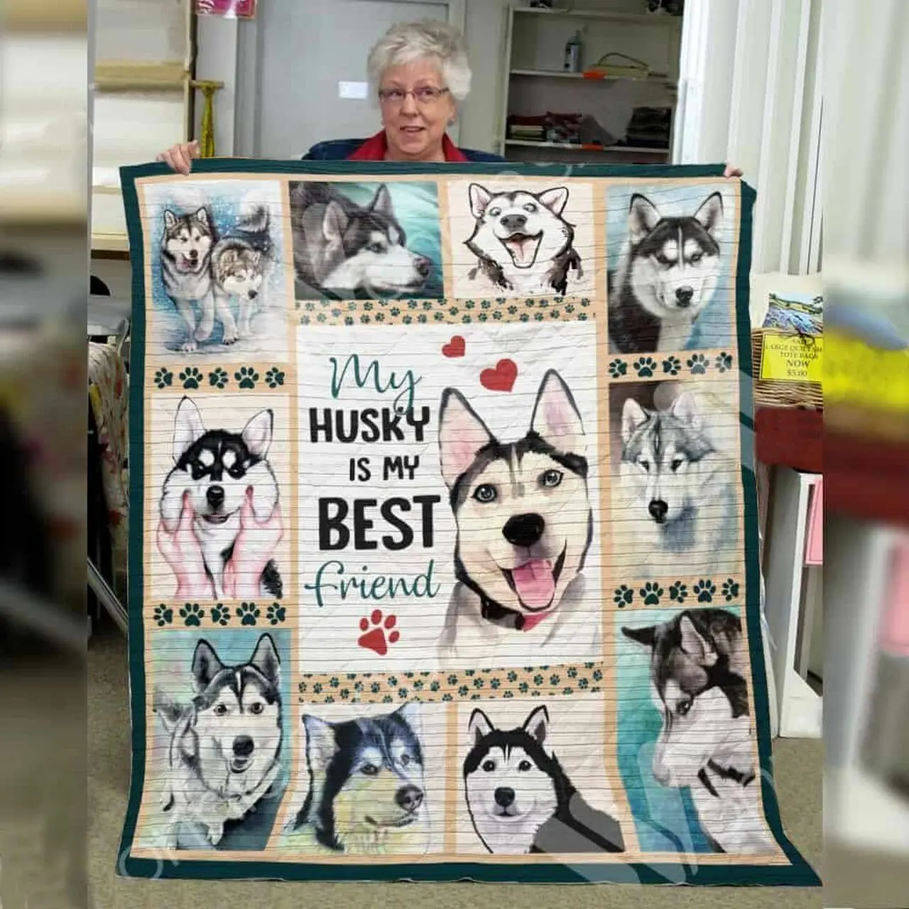 Siberian Husky Dog E Quilt Derqiu and Home Decor