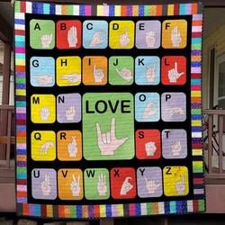 Sign Language Quilt Blanket B210506  Quilt and Home Decor