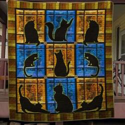 Silhouette Cat Quilt Blanket  Quilt and Home Decor