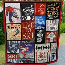 Skiing Bi050806C Tbg Quilt Blanket and Home Decor