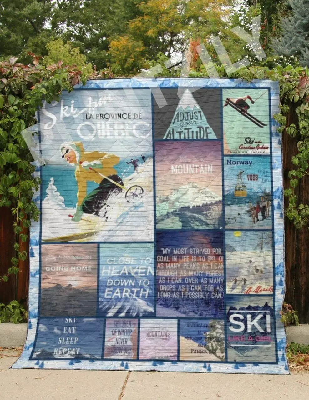 Skiing No Place That Far Awesome Ah Quilt Derqro and Home Decor