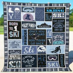 Skiing Qh060804C Tbg Quilt Blanket and Home Decor