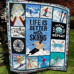 Skiing Skiing Is Life U Quilt Lg and Home Decor
