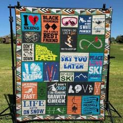 Skiing Tu160701A Tbg Quilt Blanket and Home Decor