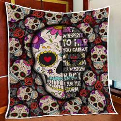 Skull And Rose Quilt Blanket and Home Decor