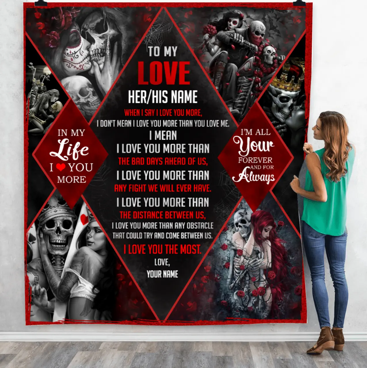 Skull My Love Love You Most Quilt Cc and Home Decor