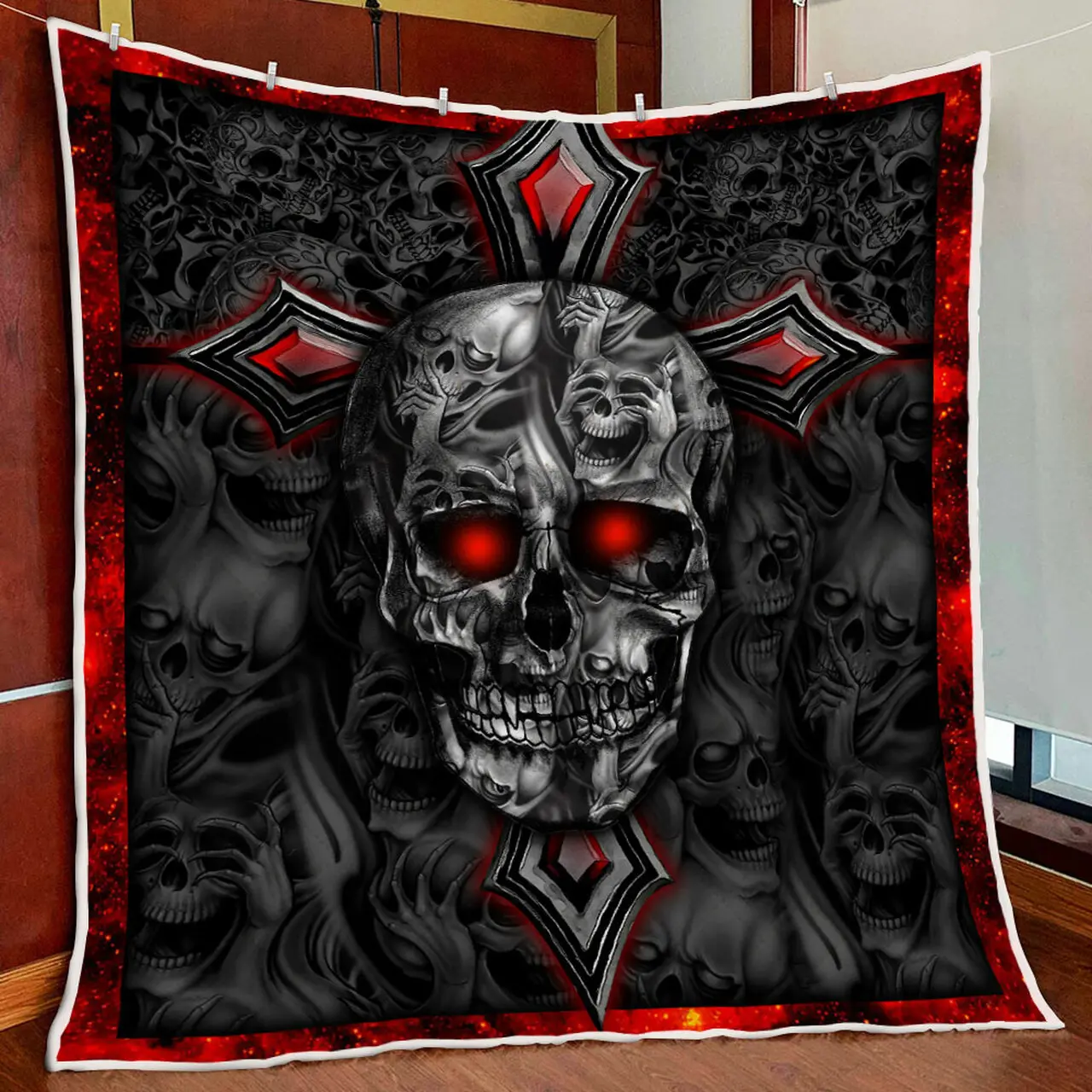 Skull Pattern Quilt Blanket and Home Decor