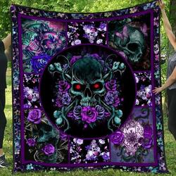 Skull Purple Skull Quilt Blanket Dhc04011909Dd and Home Decor