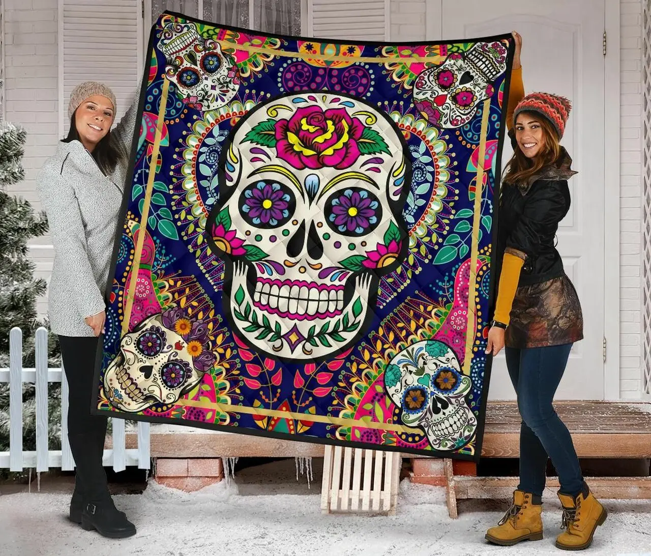 Skull Quilt Blanket Dhc09121449Dd and Home Decor