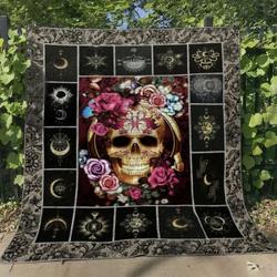 Skull Quilt Blanket Dhc13121623Vt and Home Decor