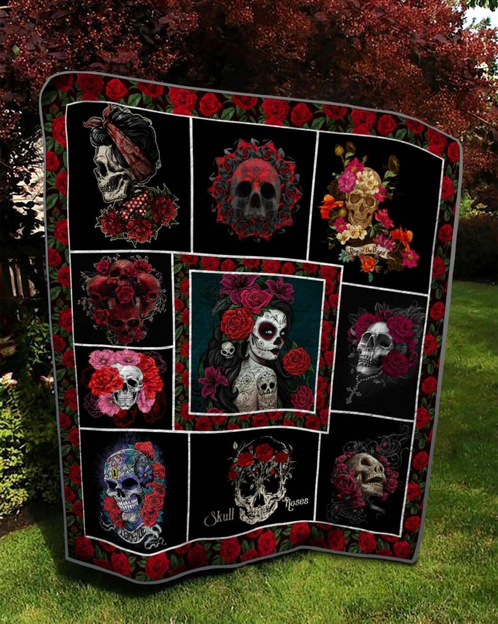 Skull Quilt Blanket Dhc13122589Vt and Home Decor