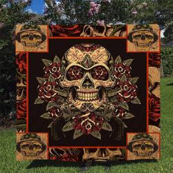 Skull Quilt Blanket Dhc170120763Td and Home Decor
