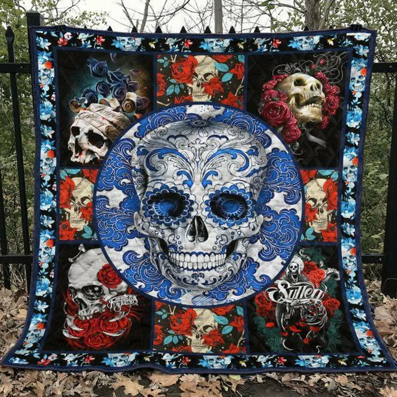 Skull Quilt Blanket Ver 37 Quilt and Home Decor