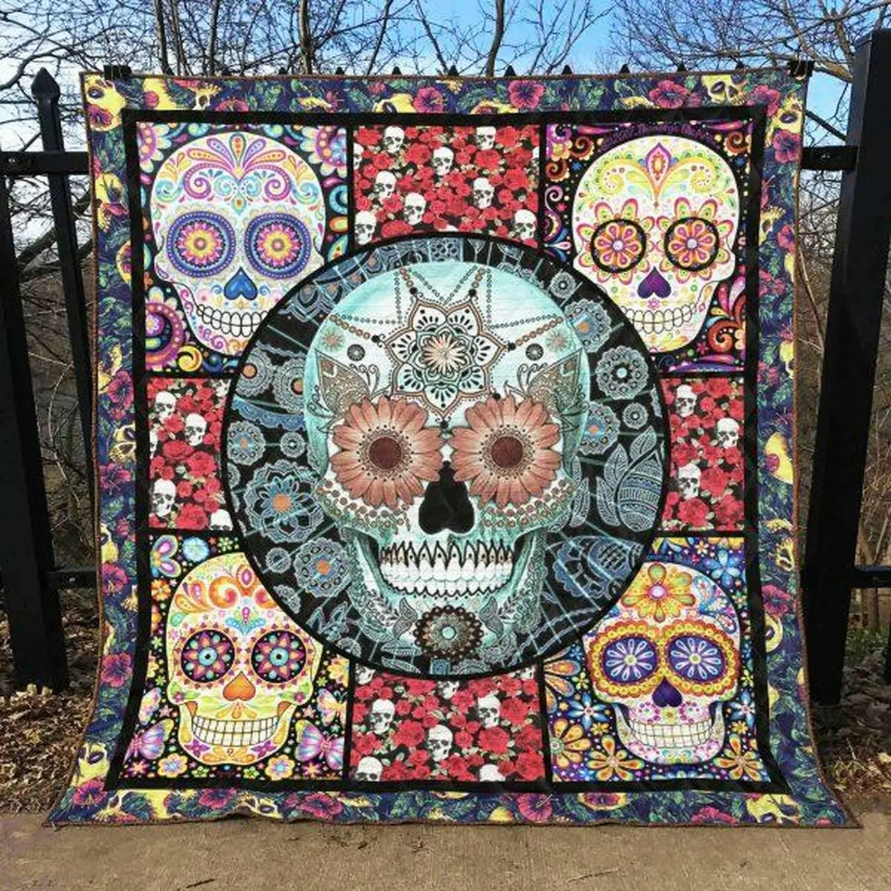 Skull Quilt Blanket Ver 60 Quilt and Home Decor