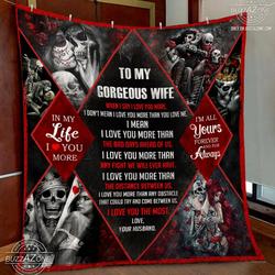 Skull Wife Love You Most Quilt Cc and Home Decor