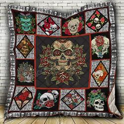 Skulls And Roses Cl18100653Mdq Quilt Blanket and Home Decor