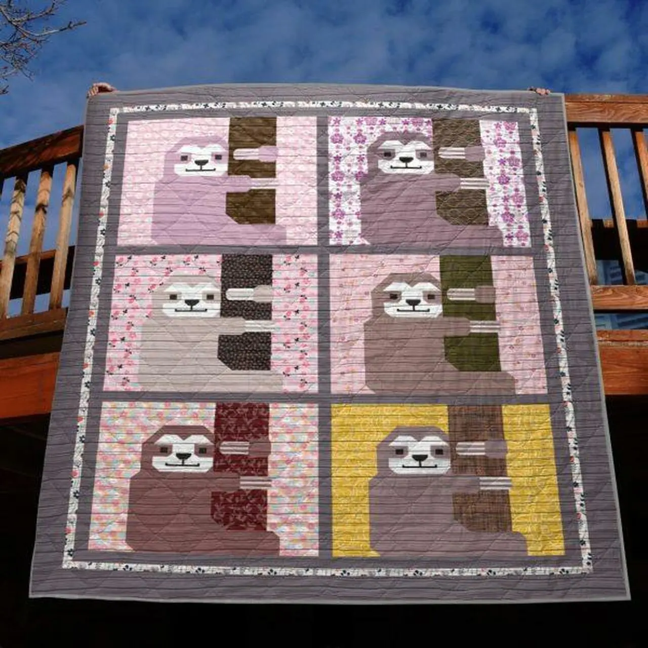 Sleepy Sloth Quilt Blanket Vq06 Quilt and Home Decor
