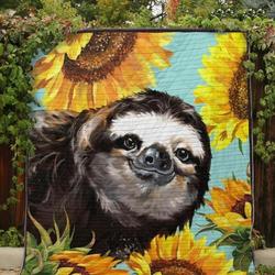Sloth And Sunflower Hur Quilt Bevrea and Home Decor
