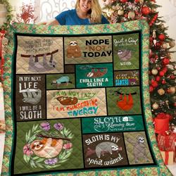 Sloth I Am Not Lazy I Am Conserving Energy Quilt Blanket Great Customized Blanket Gifts For Birthday Christmas Thanksgiving and Home Decor