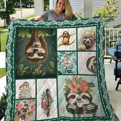 Sloth In Natural Quilt Blanket Great Customized Blanket Gifts For Birthday Christmas Thanksgiving and Home Decor