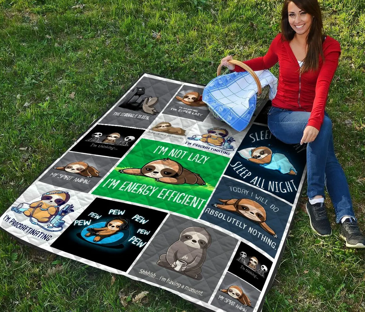 Sloth Quilt Blanket Dhc1301591Vt and Home Decor