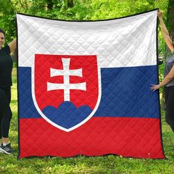 Slovakia Flag Premium Quilt A6  Quilt and Home Decor