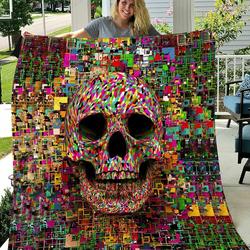 Smiling Colorful Skull KL2409132CL Quilt Blanket and Home Decor