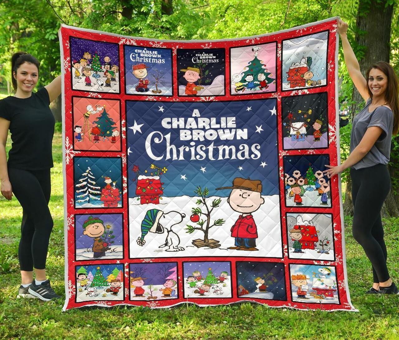 Snoopy And Charlie Brown Xmas Gift Idea Quilt and Home Decor
