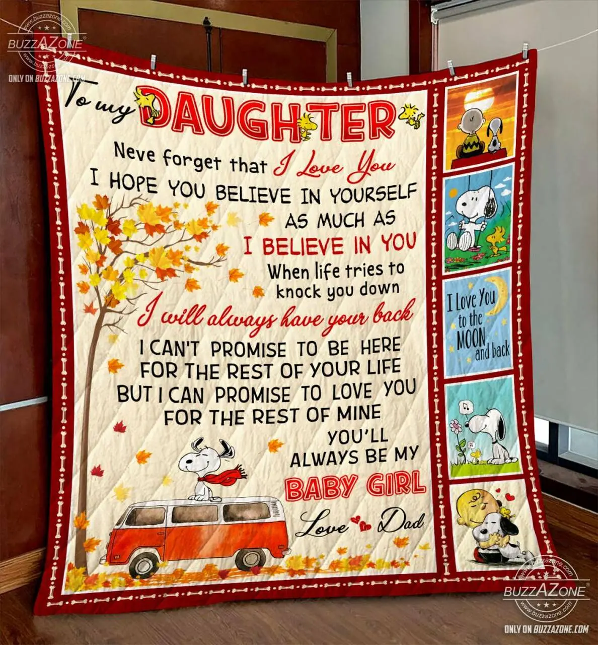 Snoopy Daughter Dad Have Your Back Quilt Gg and Home Decor