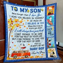 Snoopy Son Mom Have Your Back Quilt Gg and Home Decor