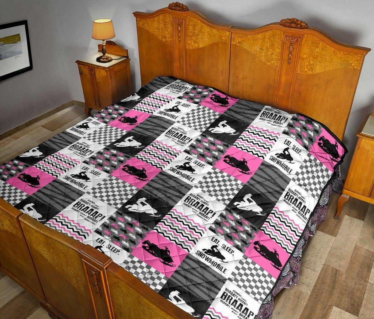Snowmobile Mk Pink Quilt Blanket Dhc1312905Dd and Home Decor
