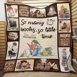 So Many Books So Little Time Quilt Blanket Great Customized Blanket Gifts For Birthday Christmas Thanksgiving and Home Decor