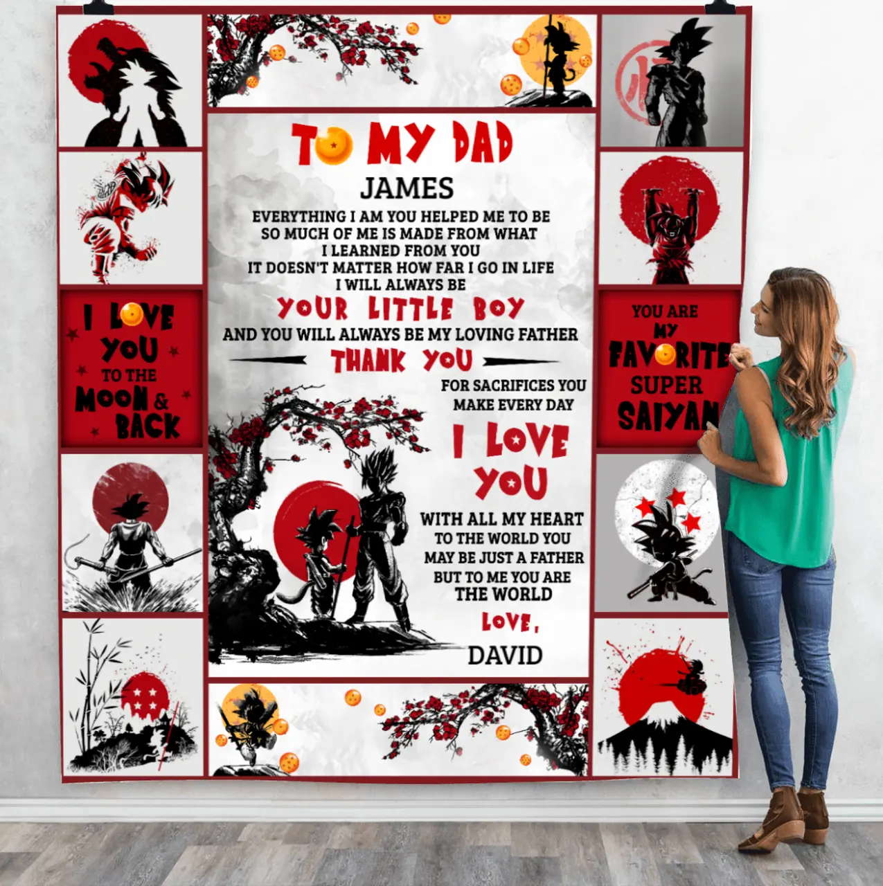 So Much Of Me Is Made From You Dad Dragon Ball Customized Quilt Bt and Home Decor