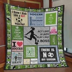 Soccer Act Like A Lady Play Like A Boss Quilt Blanket Great Customized Blanket Gifts For Birthday Christmas Thanksgiving and Home Decor