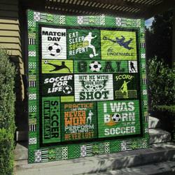 Soccer For Life Green Quilt Blanket Py68  Quilt and Home Decor