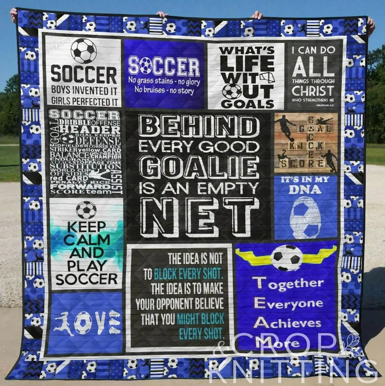 Soccer I Can Do All Things Through Christ Who Strengthens Me Quilt Blanket Great Customized Blanket Gifts For Birthday Christmas Thanksgiving and Home Decor