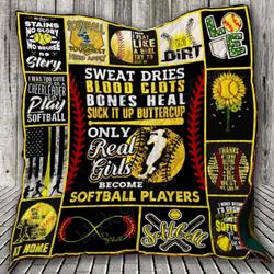 Softball Cl2100468Mdq Quilt Blanket and Home Decor