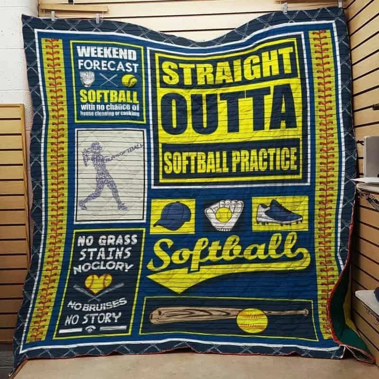 Softball Cla1610741Q Quilt Blanket and Home Decor