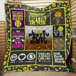 Softball Cla1610746Q Quilt Blanket and Home Decor