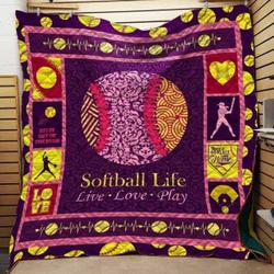 Softball Cla1610752Q Quilt Blanket and Home Decor