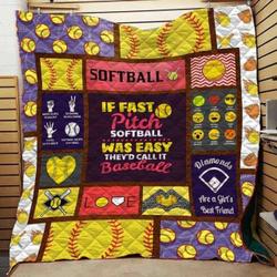 Softball Cla1610757Q Quilt Blanket and Home Decor
