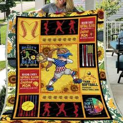 Softball Girl I Love Softball Sofa Bed Throw Fleece Blanket  Quilt and Home Decor