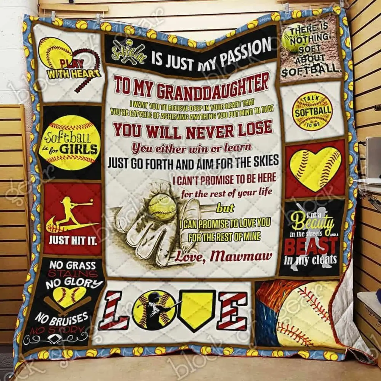 Softball Granddaughter Love Mawmaw Cl18100665Mdq Quilt Blanket and Home Decor