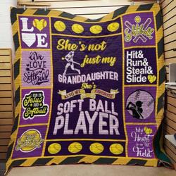 Softball Granddaughter SheS Also My Favorite Softball Player Quilt Blanket Great Customized Gifts For Birthday Christmas Thanksgiving Perfect Gifts For Softball Lover and Home Decor