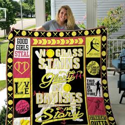 Softball Live It Love It Play It Quilt Blanket Great Customized Gifts For Birthday Christmas Thanksgiving Perfect Gifts For Softball Lover and Home Decor