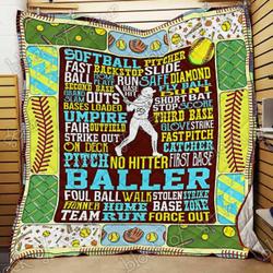 Softball Player Cl18100669Mdq Quilt Blanket and Home Decor