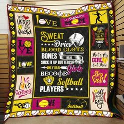 Softball Quilt Blanket Ver 14  Quilt and Home Decor