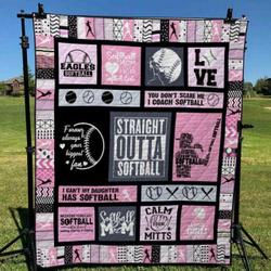 Softball Quilt Blanket Ver 8  Quilt and Home Decor