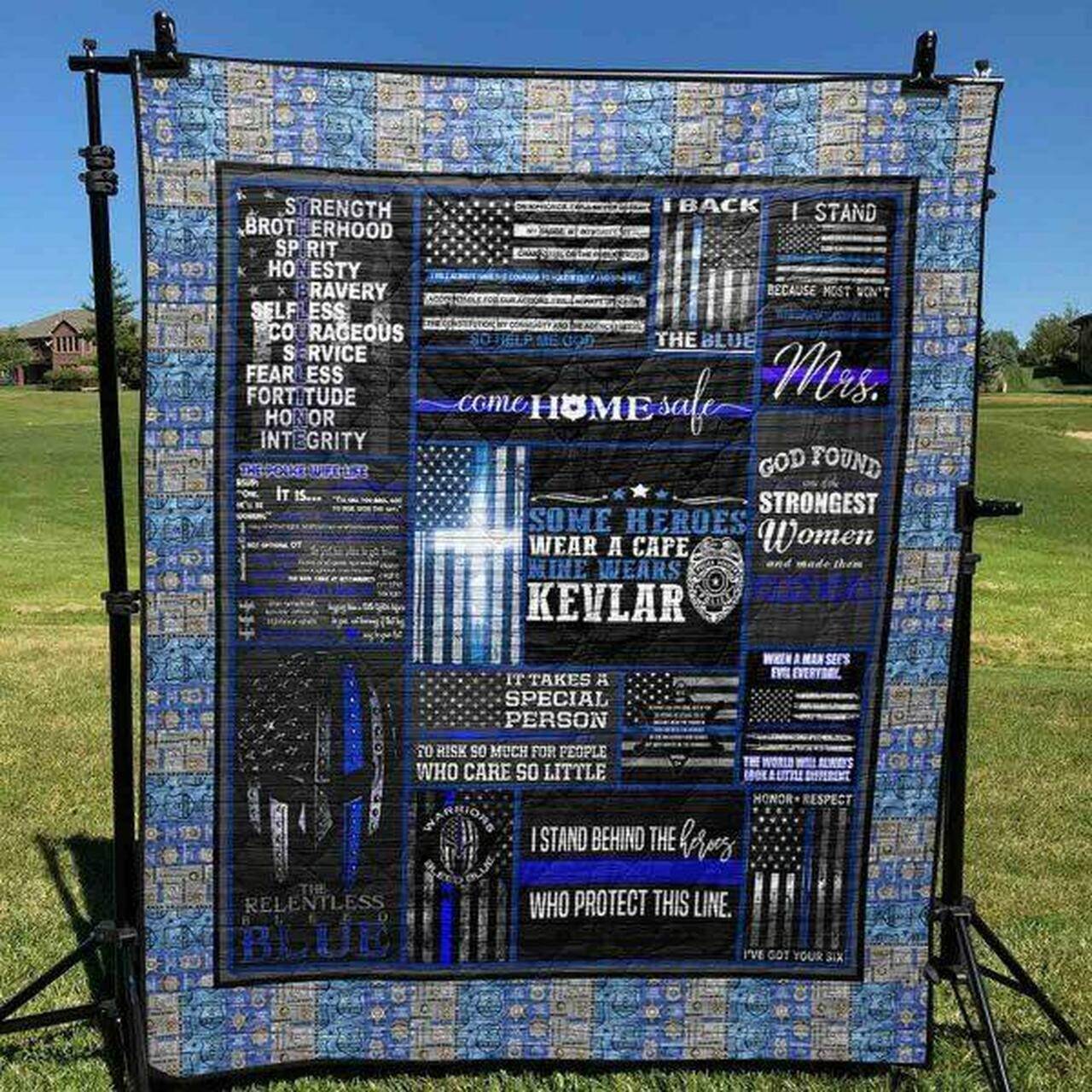 Some Heroes Wear A Cape Mine Wears Kevlar Quilt Blanket Ht10 Quilt and Home Decor