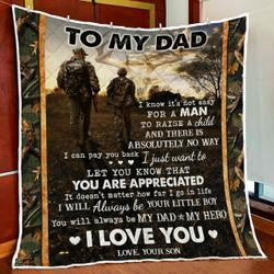 Son To Dad Deer Hunting Quilt Blanket and Home Decor